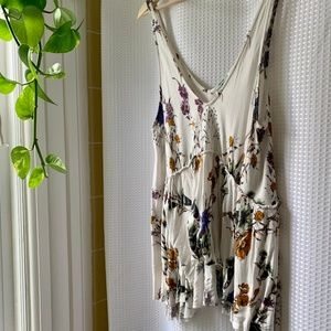 Urban Outfitters White Floral Tank